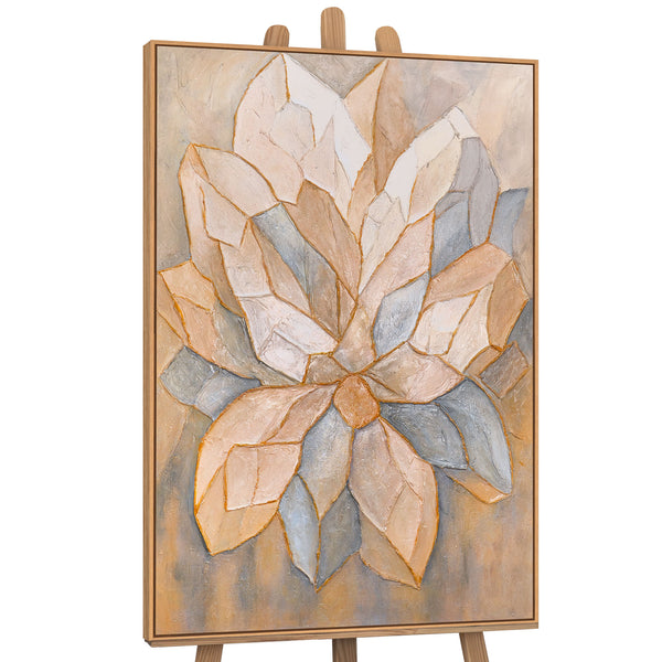 The painting "Lines of Calm" is an abstract composition with natural colors