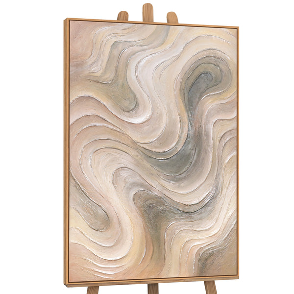 The painting "Lines of Calm" is an abstract composition with natural colors