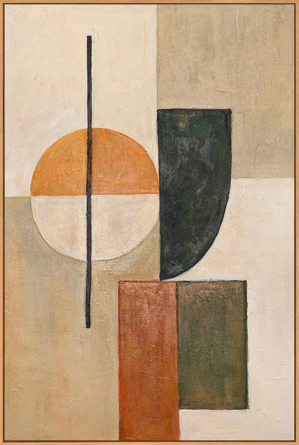 The painting "Lines of Calm" is an abstract composition with natural colors
