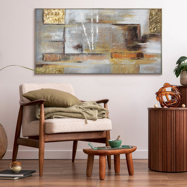 Painting "Golden Balance" - modern abstraction with texture and gold accents
