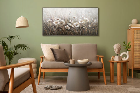 landscape canvas painting chamomiles