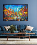 home art dеcor acrylic painting fall trees in Paris