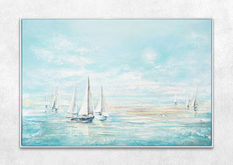 landscape artwork acrylic painting boat