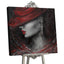 Hand-painted portrait art on canvas with red accents "Style"