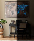 glow in the dark art  world map abstract painting 