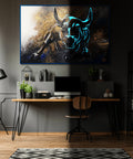 modern bull painting glow in the dark canvas wall art