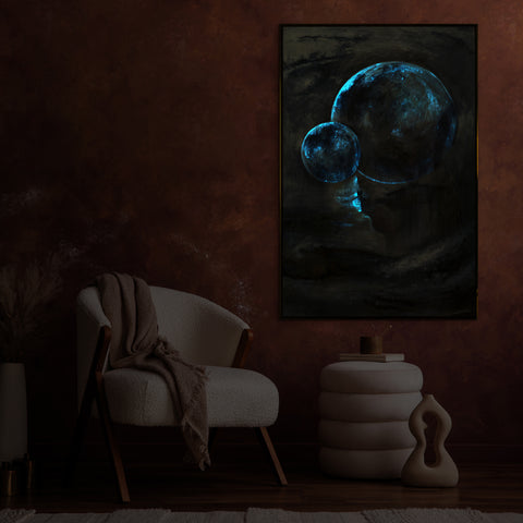 illuminated wall art paintings of planets