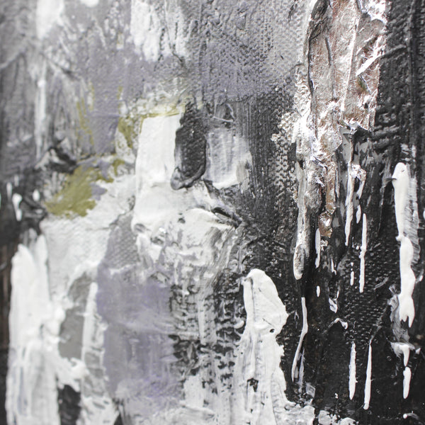 The painting "City Skyline" is an abstract silhouette of a metropolis