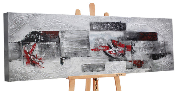 Painting "Abstraction IV" – energy of form and color with a red accent