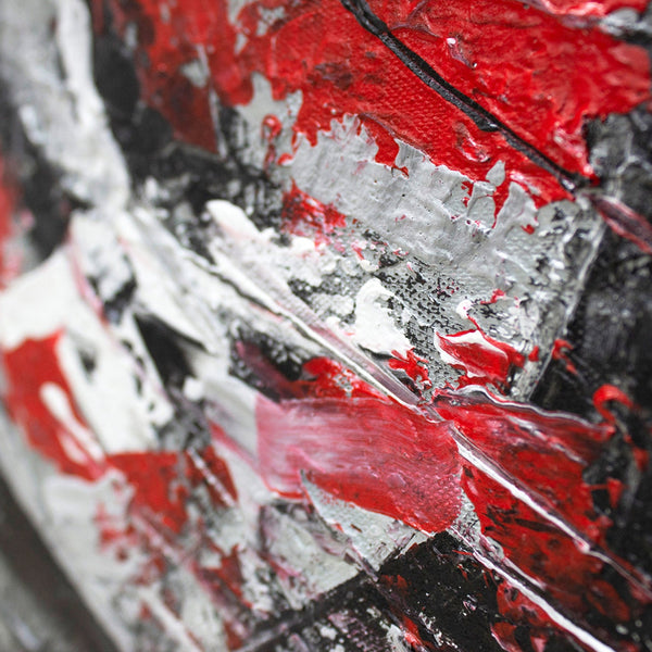Painting "Abstraction IV" – energy of form and color with a red accent