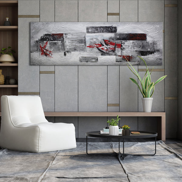 Painting "Abstraction IV" – energy of form and color with a red accent