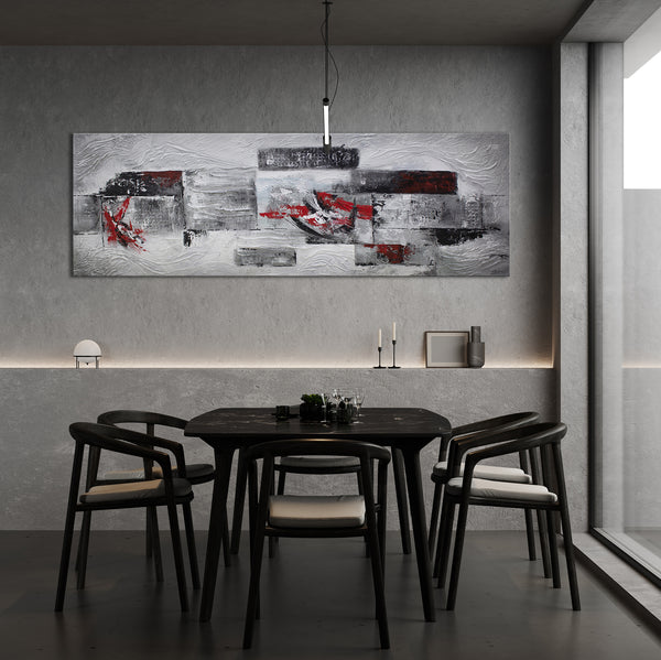 Painting "Abstraction IV" – energy of form and color with a red accent