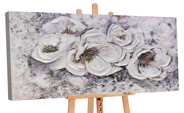 Painting "Favorite Flowers" - textured petals in snow-white tones