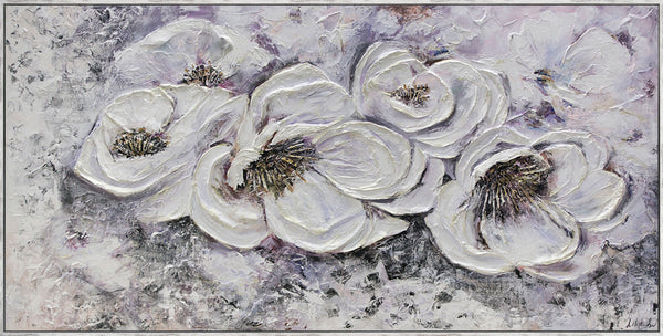 Painting "Favorite Flowers" - textured petals in snow-white tones