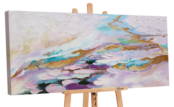 The painting "Abstraction V" is a flow of color in a delicate range