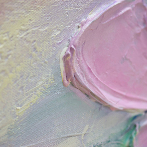 The painting "Abstraction V" is a flow of color in a delicate range