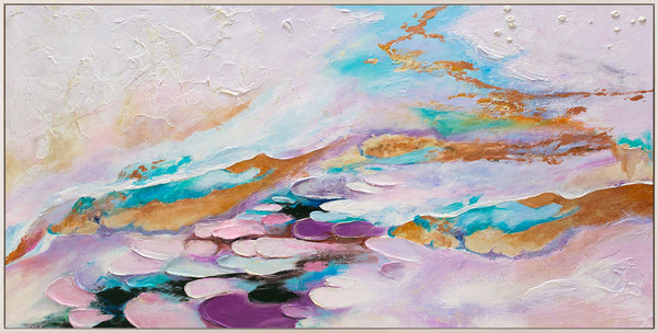 The painting "Abstraction V" is a flow of color in a delicate range