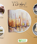 Infographic of art painting Morning in the metropolis