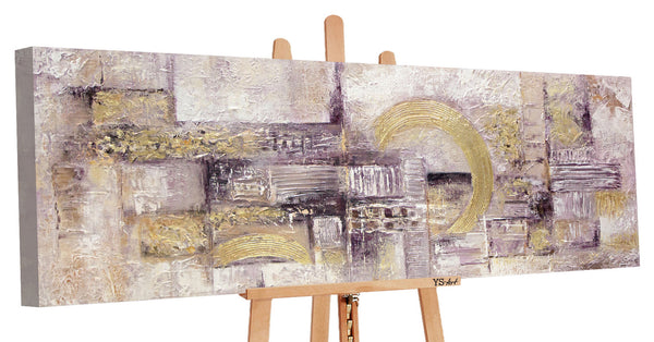 The painting "Movement" is an abstract composition with golden lines