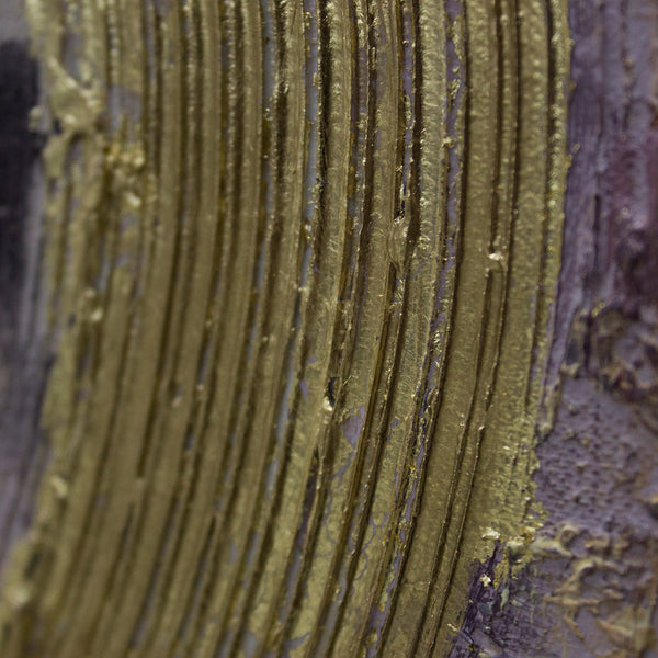 The painting "Movement" is an abstract composition with golden lines