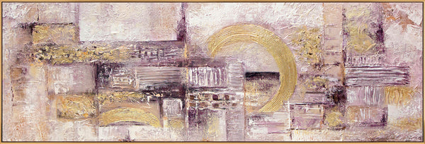 The painting "Movement" is an abstract composition with golden lines