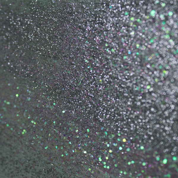 The painting "Hoarfrost" is an abstraction in silver-green shades.