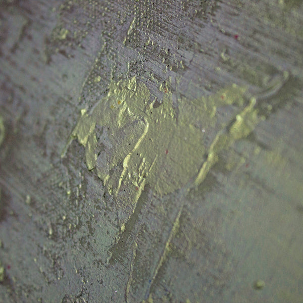 The painting "Hoarfrost" is an abstraction in silver-green shades.