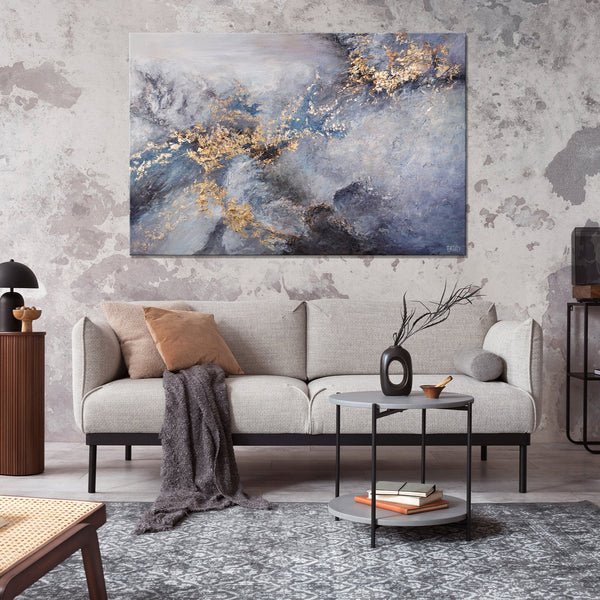 The painting "Renaissance" is a deep abstraction with gold and contrast
