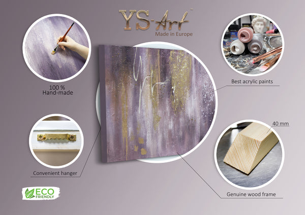 Painting "Symphony" - modern textural abstraction with a purple accent