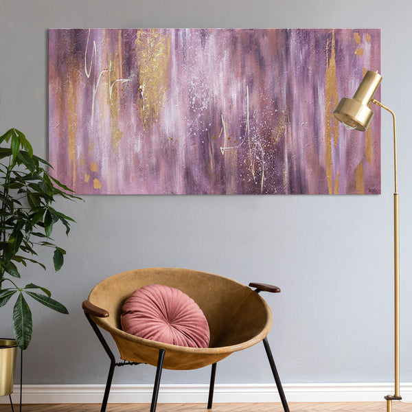 Painting "Symphony" - modern textural abstraction with a purple accent