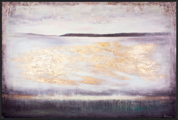 Painting "Space" - a textured seascape with a golden glow
