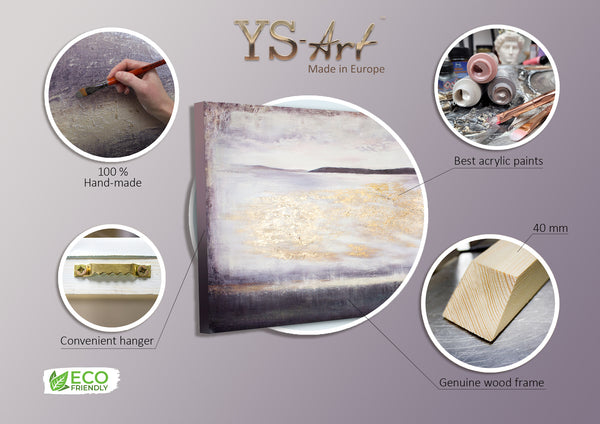 Painting "Space" - a textured seascape with a golden glow