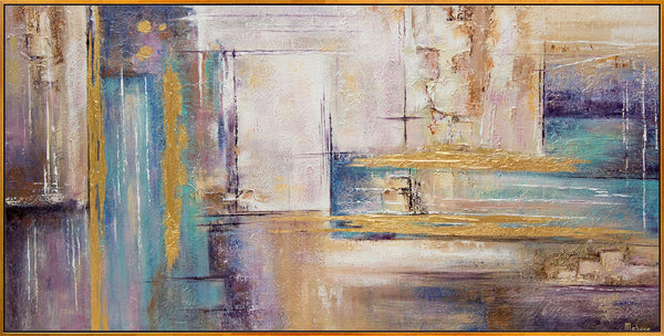 The painting "Time" is abstract architecture in a light palette