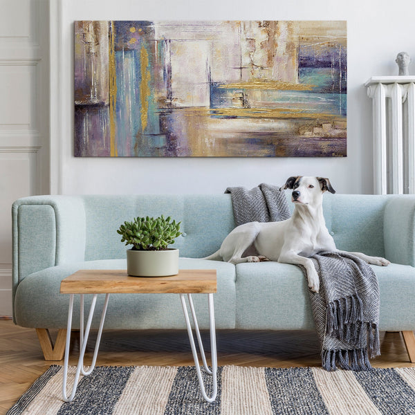 The painting "Time" is abstract architecture in a light palette