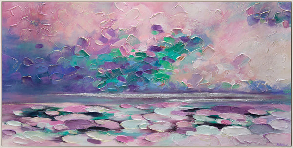 The painting "Cote d'Azur" is a dreamy abstraction with textural strokes