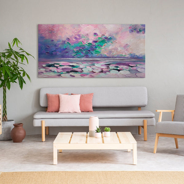 The painting "Cote d'Azur" is a dreamy abstraction with textural strokes