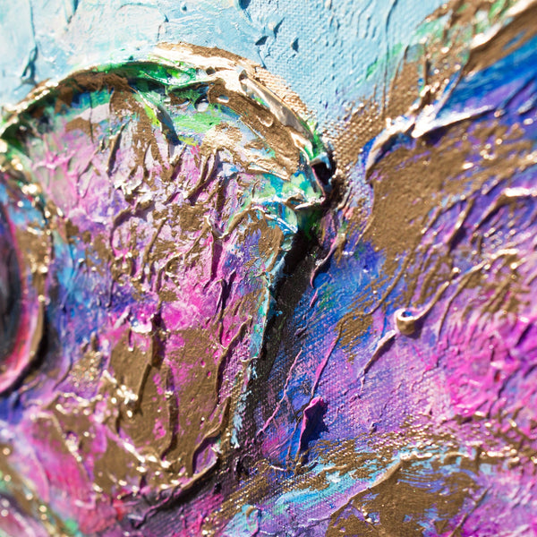 The painting "Iguana" is an exotic animal in bright colors