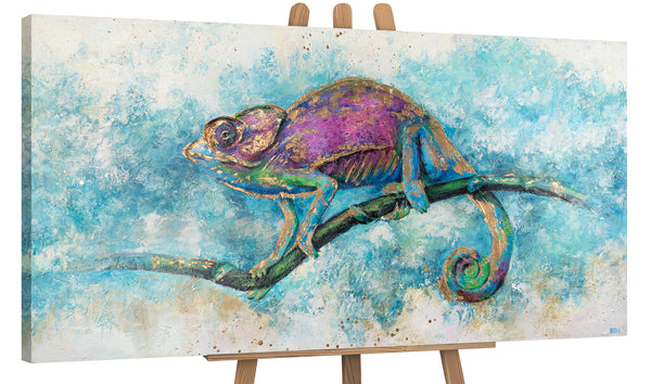The painting "Iguana" is an exotic animal in bright colors