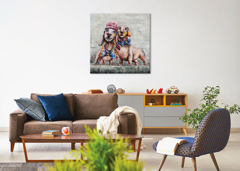 animal home decor painting dogs in acrylic