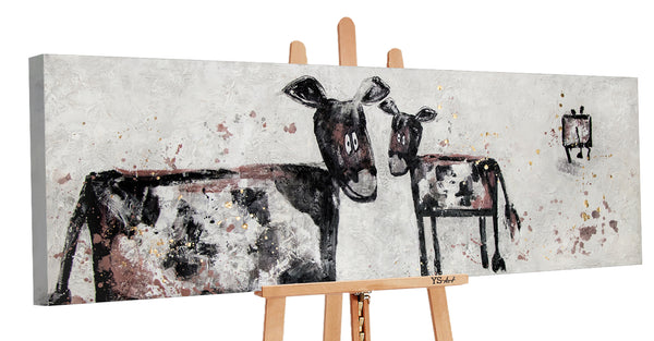 The painting "Party" is a playful abstraction with funny images