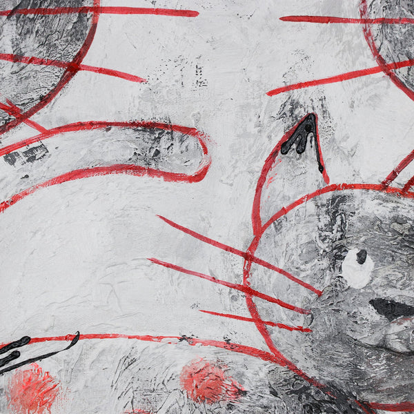 The painting "Funny Cats" is a bright composition with a family of cats