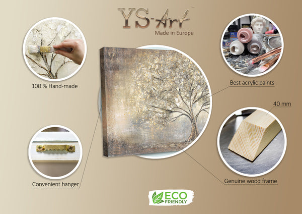 The painting "Golden Tree" is a symbol of harmony and natural grandeur