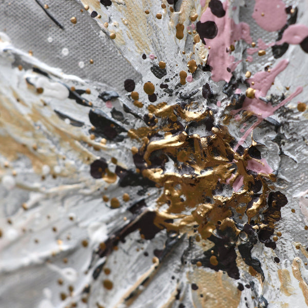 Painting "Floral Fantasy" - delicate three-dimensional flowers in gray tones