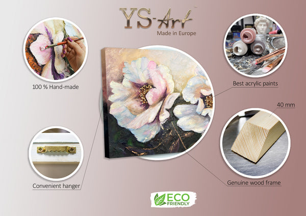 The painting "Peonies" - lush flowers in a delicate golden hue