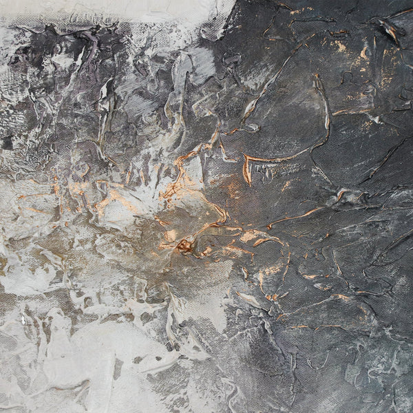 The painting "Success" is a textured composition with a contrast of shapes and colors.