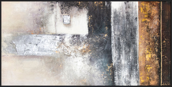The painting "Success" is a textured composition with a contrast of shapes and colors.