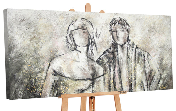 The painting "The Perfect Couple" is an abstract duo in bright colors