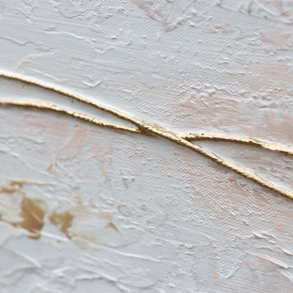 Painting "Golden Ribbon" - minimalist abstraction with texture