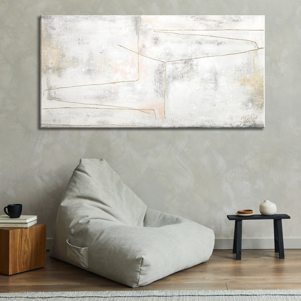 Painting "Golden Ribbon" - minimalist abstraction with texture