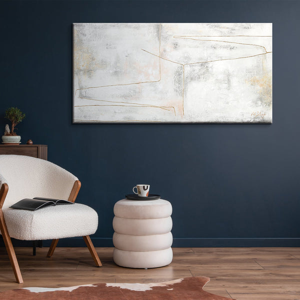 Painting "Golden Ribbon" - minimalist abstraction with texture